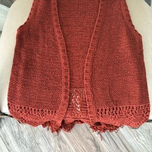 Moon River Terracotta Knit Cardigan Vest